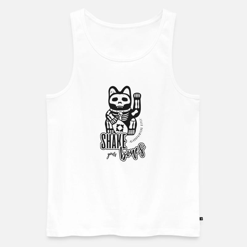 Skelett Winkekatze - Shake your Bones - Männer Premium Bio Tank Top - Weiß