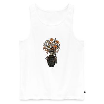 Blumen Granate Peace - Männer Premium Bio Tank Top - Weiß - Vorne - AI Model Male 178 light (178cm)