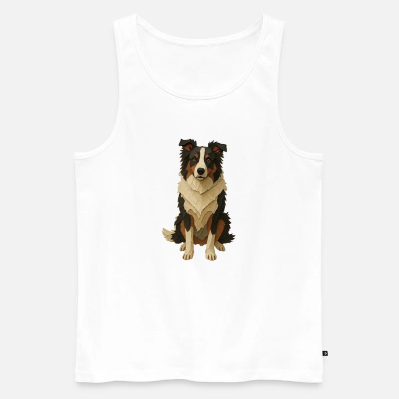 Geschichteter Papiercollie - Männer Premium Bio Tank Top - Weiß