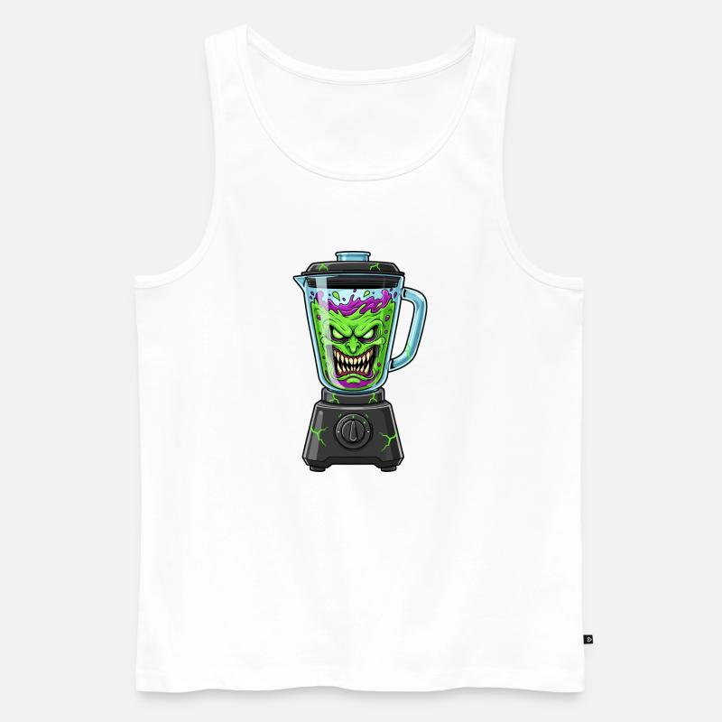 Gruseliger Gemüseblender - Männer Premium Bio Tank Top - Weiß