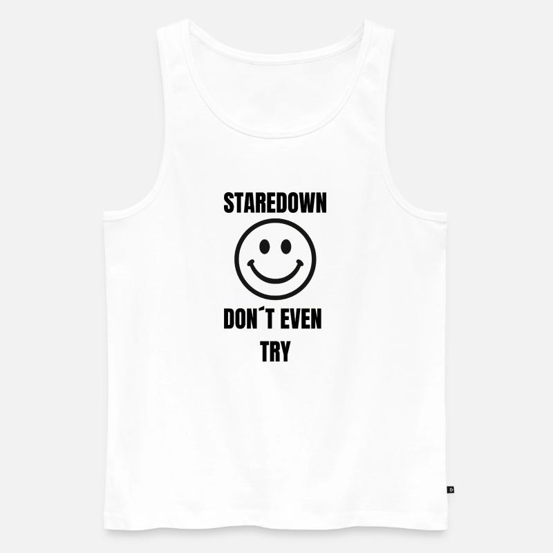 Staredown Smile– Don't Even Try - Männer Premium Bio Tank Top - Weiß