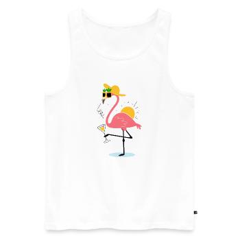 Design d’été flamant – Ambiance tropicale - Débardeur bio Premium Homme - blanc - Devant - Michal (187cm)
