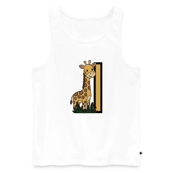 Giraffe am Pfosten – Kinderillustration - Männer Premium Bio Tank Top - Weiß - Vorne - Michal (187cm)