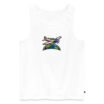 Weltflugzeug Symbolik - Männer Premium Bio Tank Top - Weiß - Vorne - Michal (187cm)