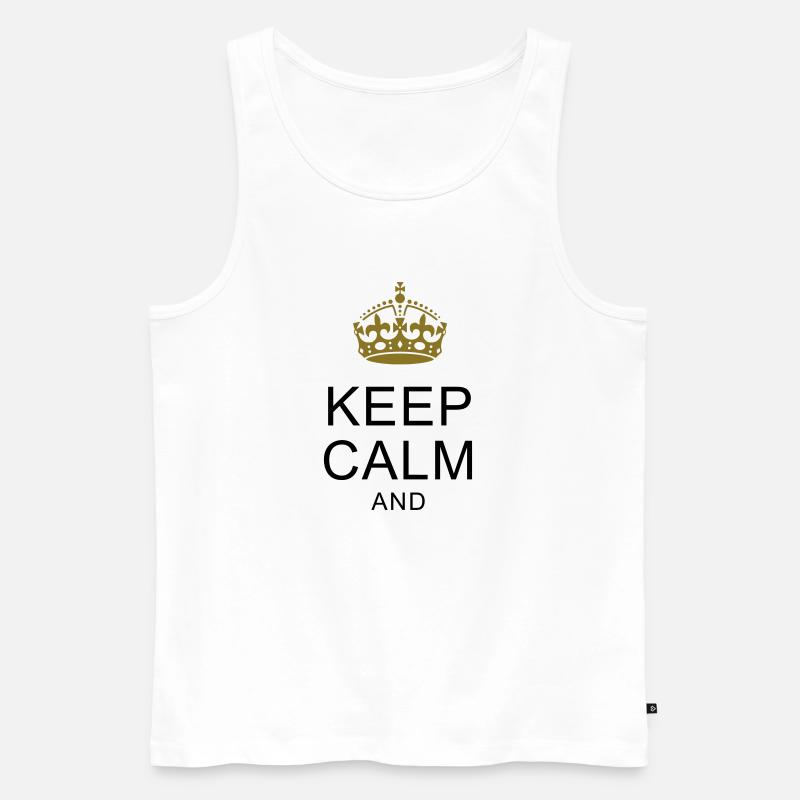 KEEP-CALM-SHIRTS.com ... Dein Text ARIAL - Männer Premium Bio Tank Top - Weiß