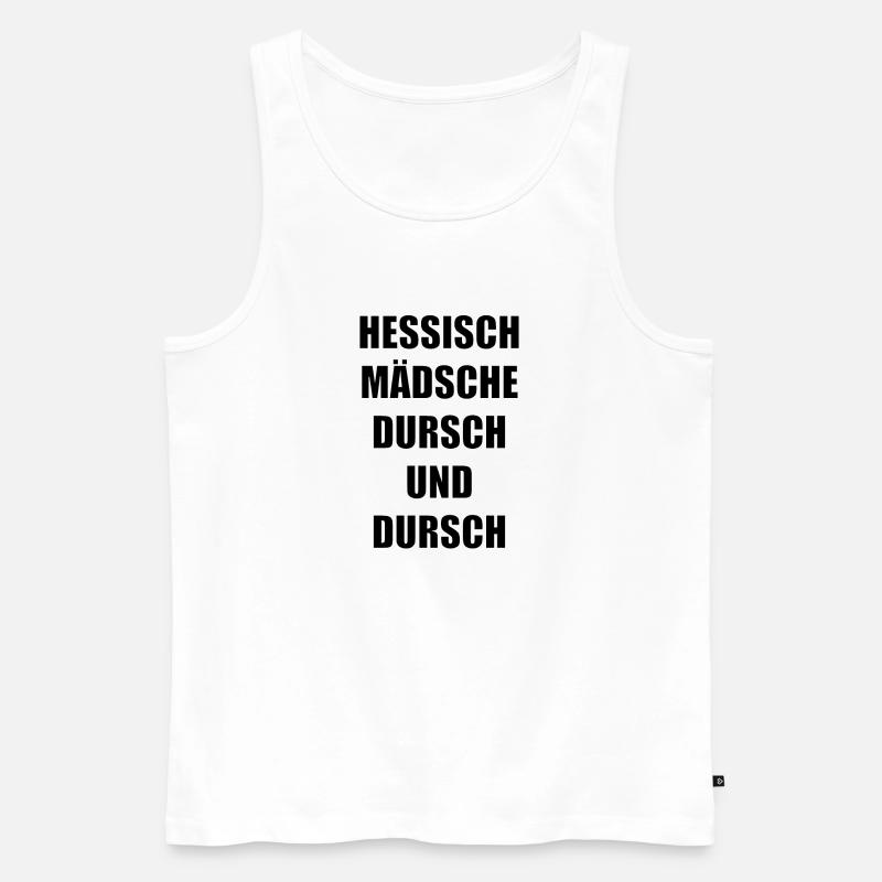"hessisch Mädsche" - Männer Premium Bio Tank Top - Weiß