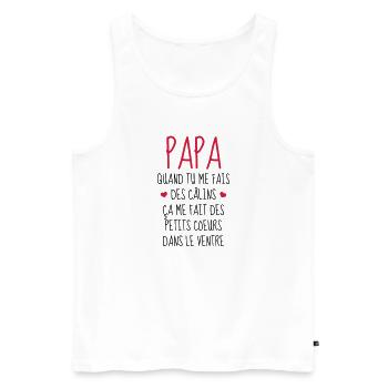 Papa - Fête des Pères - Bébé - Naissance - Baby - Débardeur bio Premium Homme - blanc - Devant - Michal (187cm)