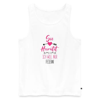 sie heiratet ich will nur feiern - Männer Premium Bio Tank Top - Weiß - Vorne - AI Model Male 178 light (178cm)