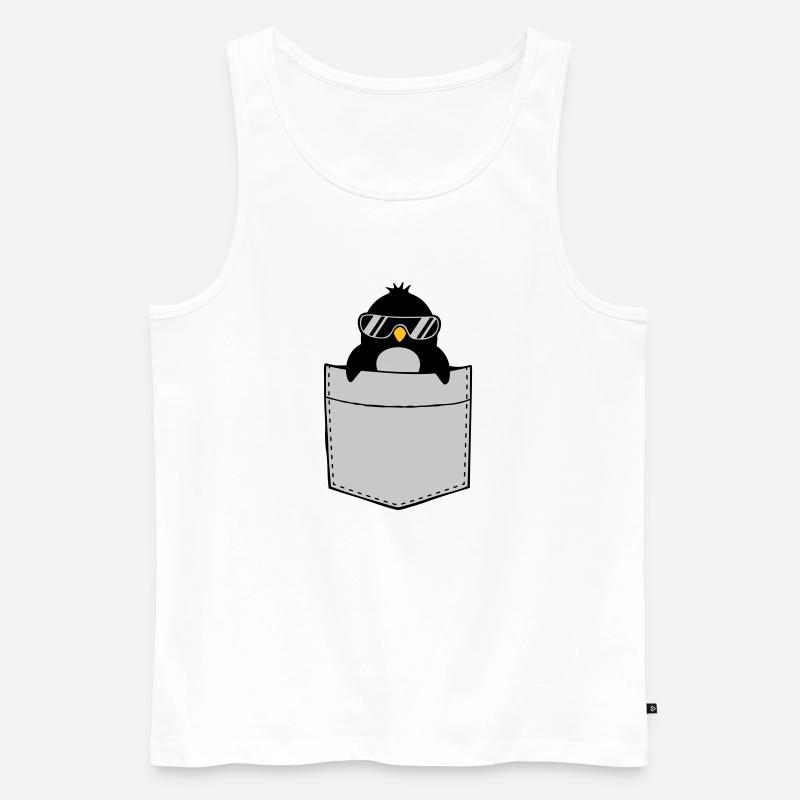 Pinguin Hemd Brusttasche - Männer Premium Bio Tank Top - Weiß