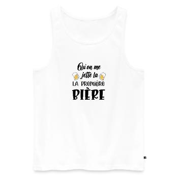 qu'on me jette la première bière - Débardeur bio Premium Homme - blanc - Devant - Michal (187cm)