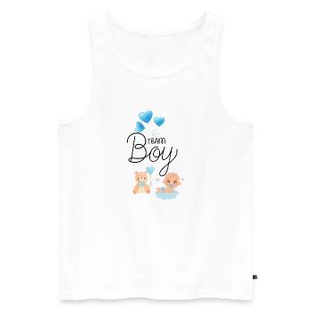 Team boy Gender Reveal Party Shirts - Débardeur bio Premium Homme - blanc - Devant - AI Model Male 178 light (178cm)