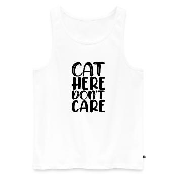 cat here don't care - Débardeur bio Premium Homme - blanc - Devant - Michal (187cm)