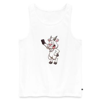 Chèvre de dessin animé souriante et amicale - Débardeur bio Premium Homme - blanc - Devant - AI Model Male 178 light (178cm)