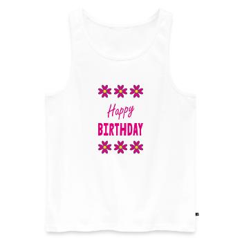 ALLES GUTE ZUM GEBURTSTAG. ALLES GUTE ZUM GEBURTSTAG. JAHRESTAG. - Männer Premium Bio Tank Top - Weiß - Vorne - Michal (187cm)