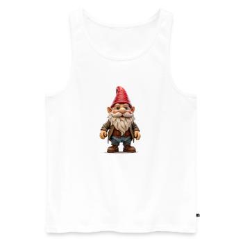 Le nain de jardin, symbole de tradition et d’humour - Débardeur bio Premium Homme - blanc - Devant - AI Model Male 178 light (178cm)