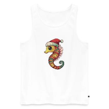 Seepferd Weihnachten - Männer Premium Bio Tank Top - Weiß - Vorne - Michal (187cm)