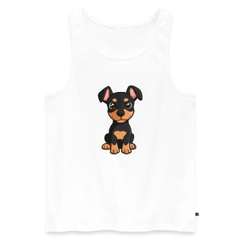 Doberman chien bande dessinée mignon - Débardeur bio Premium Homme - blanc - Devant - Michal (187cm)