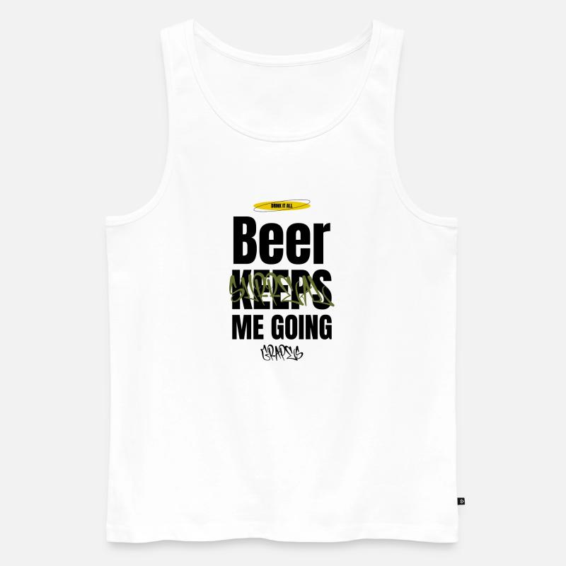 Beer keeps me going - Männer Premium Bio Tank Top - Weiß