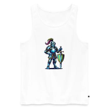 ritter comic - Männer Premium Bio Tank Top - Weiß - Vorne - AI Model Male 178 light (178cm)