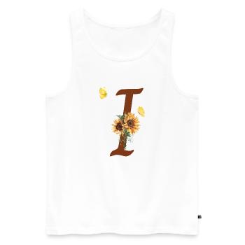 Buchstabe i Sonnenblume Schmetterling - Männer Premium Bio Tank Top - Weiß - Vorne - Michal (187cm)