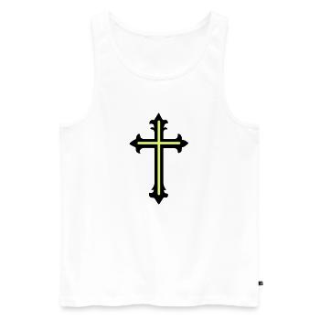 Symbole de croix Ligne - Débardeur bio Premium Homme - blanc - Devant - AI Model Male 178 light (178cm)