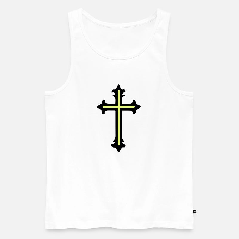 Kreuz Symbol Linie - Männer Premium Bio Tank Top - Weiß