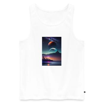 Paysage de New York avec pleine lune futuriste 1 - Débardeur bio Premium Homme - blanc - Devant - Michal (187cm)