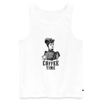 CAFÉ, RÉTRO, VINTAGE, T-SHIRT, CAPPUCCINO, LATTE - Débardeur bio Premium Homme - blanc - Devant - AI Model Male 178 light (178cm)