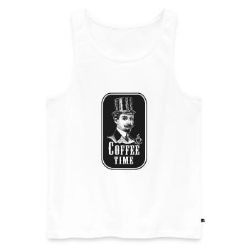 RETRO, VINTAGE, CAFÉ, T-SHIRT, CADEAU, LATTE - Débardeur bio Premium Homme - blanc - Devant - AI Model Male 178 light (178cm)