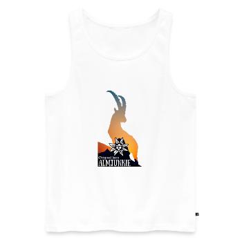 Steinbock original born Almjunkie mit Edelweiss - Männer Premium Bio Tank Top - Weiß - Vorne - Michal (187cm)