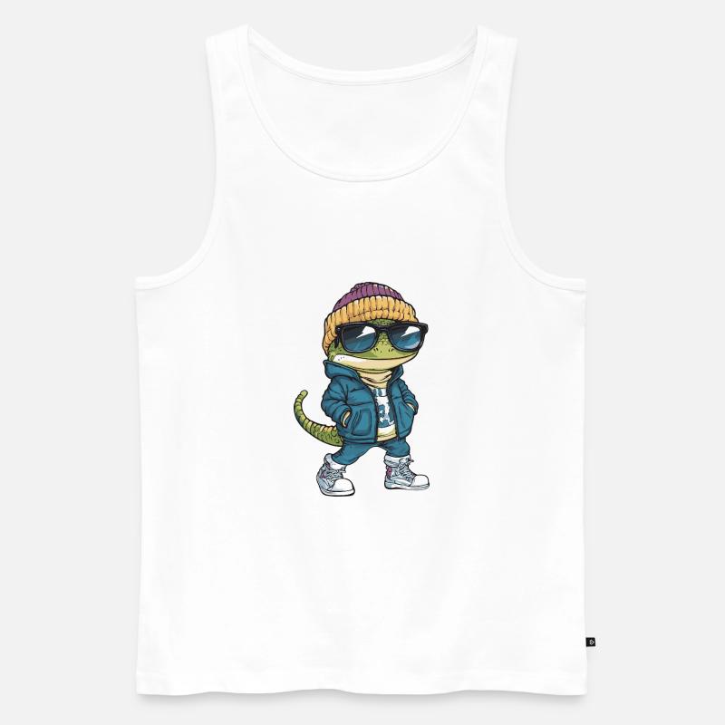 Echse Cool Comic - Männer Premium Bio Tank Top - Weiß
