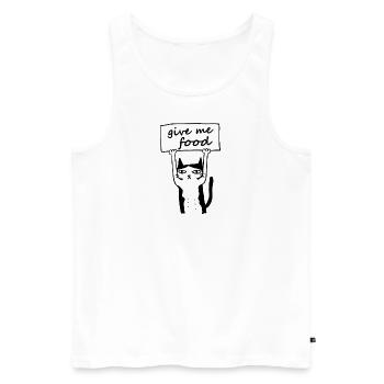 Mon chat - me donner à manger - Débardeur bio Premium Homme - blanc - Devant - AI Model Male 178 light (178cm)