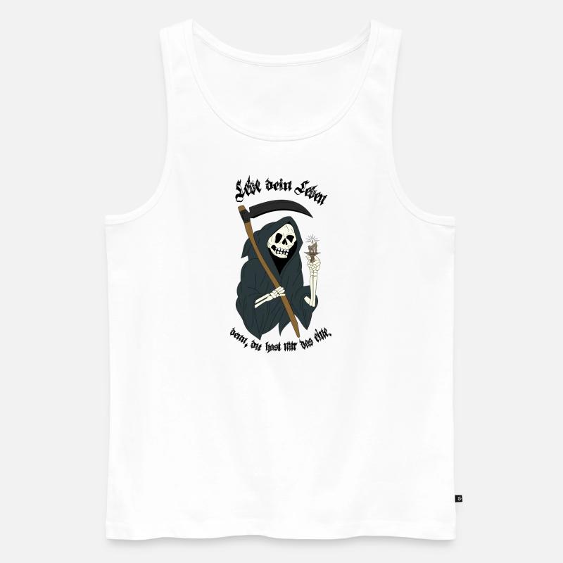 Sensenmann "Lebe dein Leben" - Männer Premium Bio Tank Top - Weiß