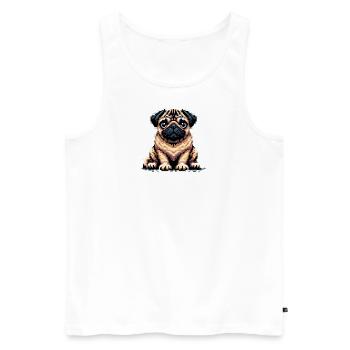 Pixel Mops - Männer Premium Bio Tank Top - Weiß - Vorne - AI Model Male 178 light (178cm)