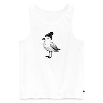 North Sea Harbor Moin Seagull Beanie Beanie Black White - Men's Premium Organic Tank Top - white - Front - Michal (187cm)