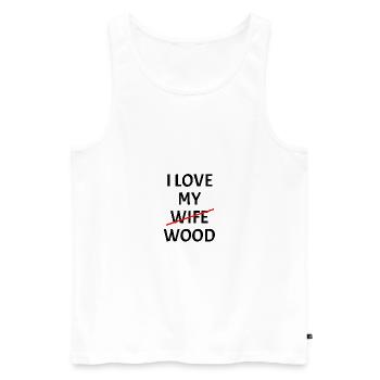 J'aime ma femme bois maison de chêne cadeau de l'arbre - Débardeur bio Premium Homme - blanc - Devant - AI Model Male 178 light (178cm)