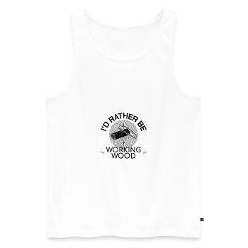 Travail du bois je ferais plutôt cadeau de scie circulaire - Débardeur bio Premium Homme - blanc - Devant - AI Model Male 178 light (178cm)