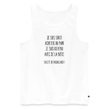 je suis sorti acheter du pain - Débardeur bio Premium Homme - blanc - Devant - Michal (187cm)