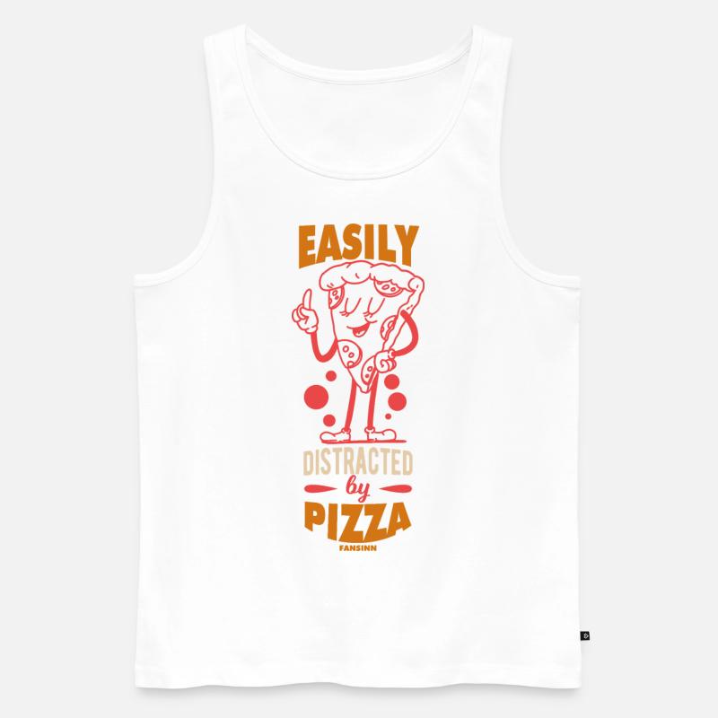 Easily Distracted By Pizza - Männer Premium Bio Tank Top - Weiß