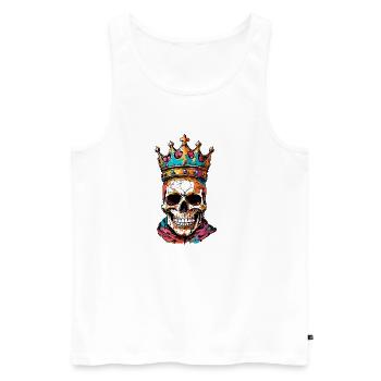 Totenkopf mit Krone - Männer Premium Bio Tank Top - Weiß - Vorne - Michal (187cm)