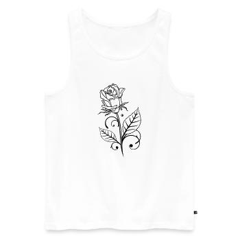 Rose mit Blättern - Männer Premium Bio Tank Top - Weiß - Vorne - Michal (187cm)