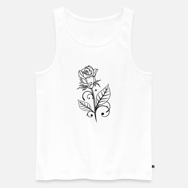 Rose mit Blättern - Männer Premium Bio Tank Top - Weiß