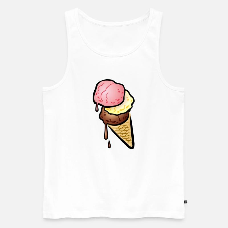 Eistüte mit drei Kugeln Eis - Männer Premium Bio Tank Top - Weiß