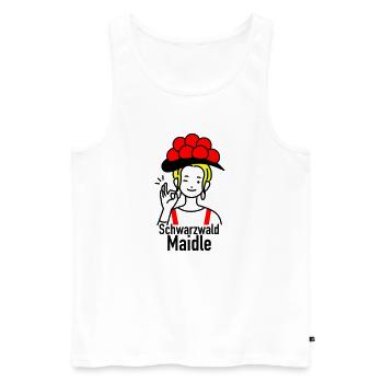 Lustiges Schwarzwald Maidle Bollenhut Design - Männer Premium Bio Tank Top - Weiß - Vorne - AI Model Male 178 light (178cm)
