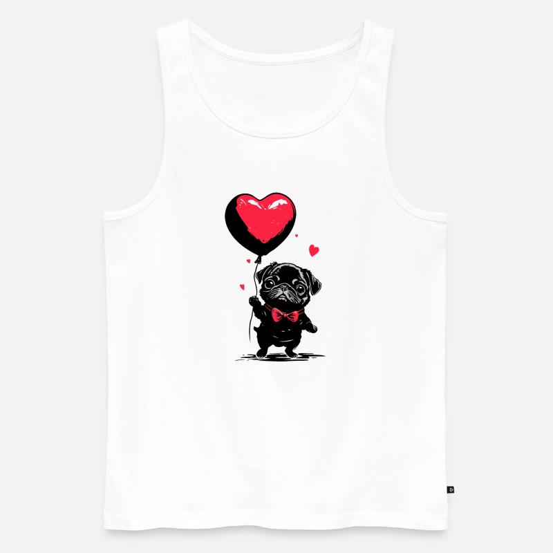 Mops mit Herz Luftballon - Heartful Creatures - Männer Premium Bio Tank Top - Weiß