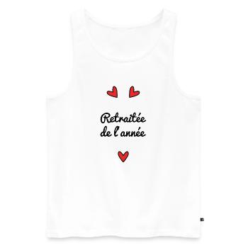RETRAITEE. RETRAITE. BONNE RETRAITE - Débardeur bio Premium Homme - blanc - Devant - AI Model Male 178 light (178cm)