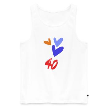 40. 40 YEARS. 40th ANNIVERSARY. 40 YEARS ANNIVERSARY. - Men's Premium Organic Tank Top - white - Front - Michal (187cm)