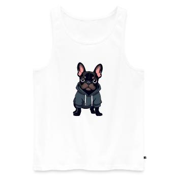 French Bulldog - Men's Premium Organic Tank Top - white - Front - Michal (187cm)