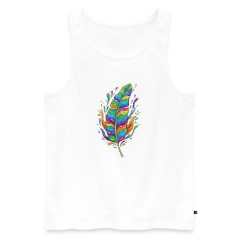 Rainbow Feather Color Explosion - Men's Premium Organic Tank Top - white - Front - Michal (187cm)