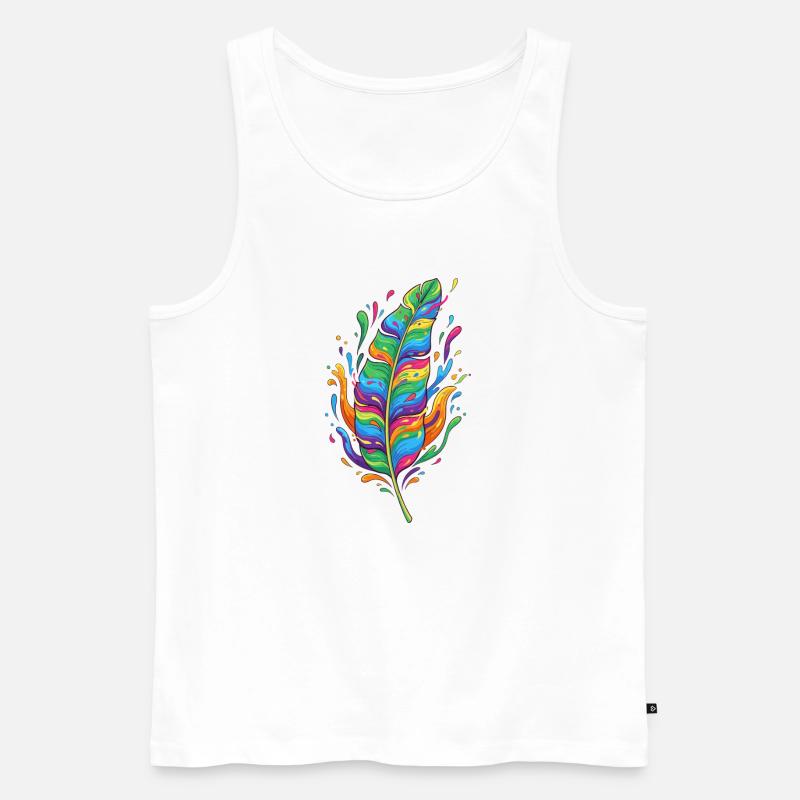 Regenbogenfeder Farbexplosion - Männer Premium Bio Tank Top - Weiß